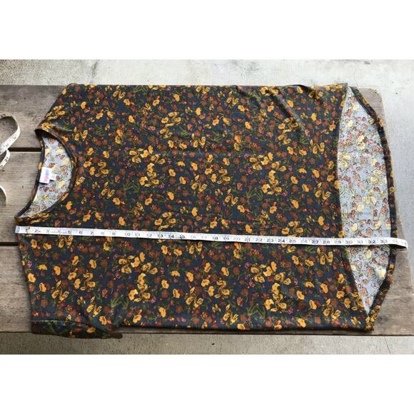 LuLaRoe Womens Top Size Large Green Blue Gold Irma Tunic Floral Shirt Hi Low NEW - Picture 6 of 7